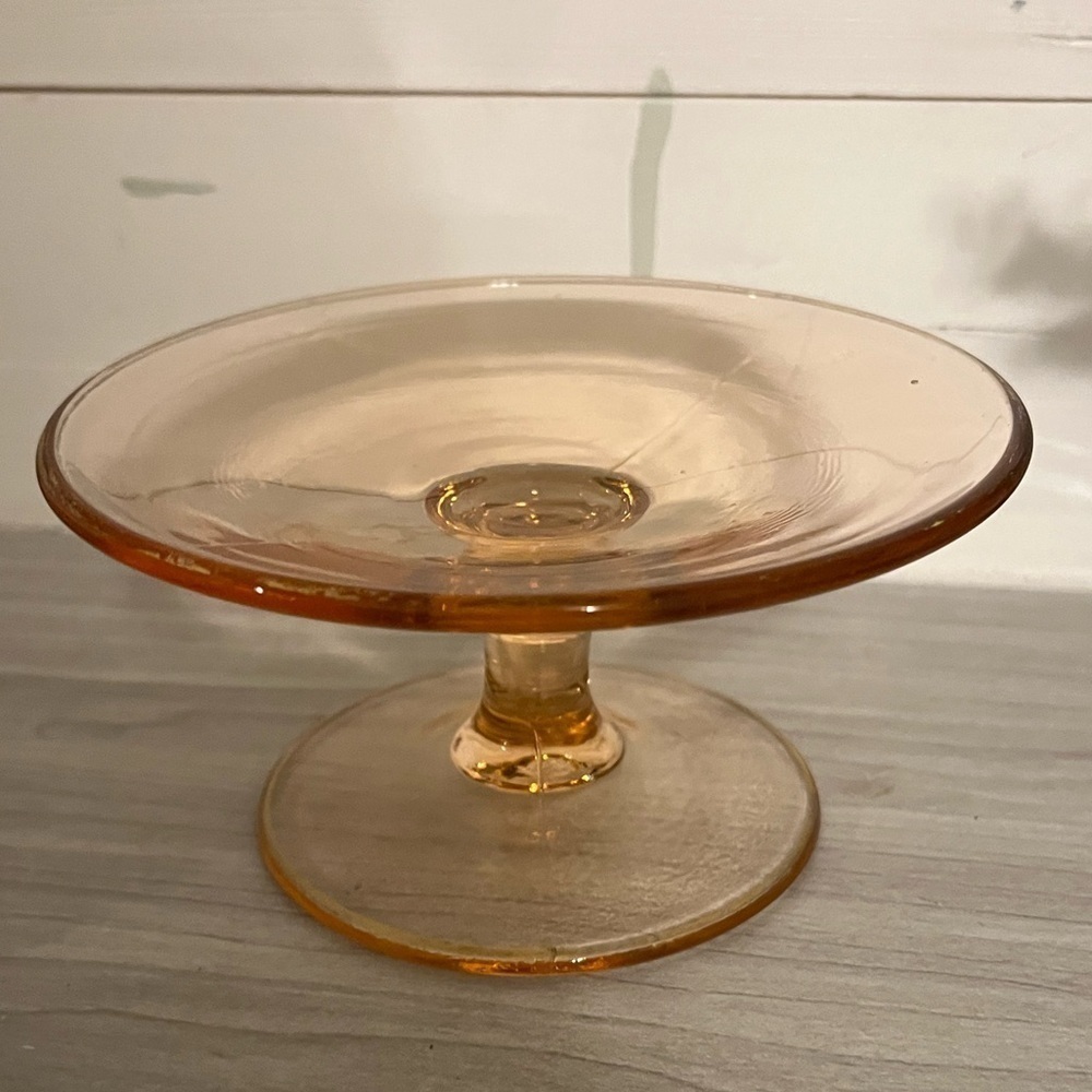 Vintage Pink Depression Glass Candle Holder Base Dessert Stand - Picture 13 of 16